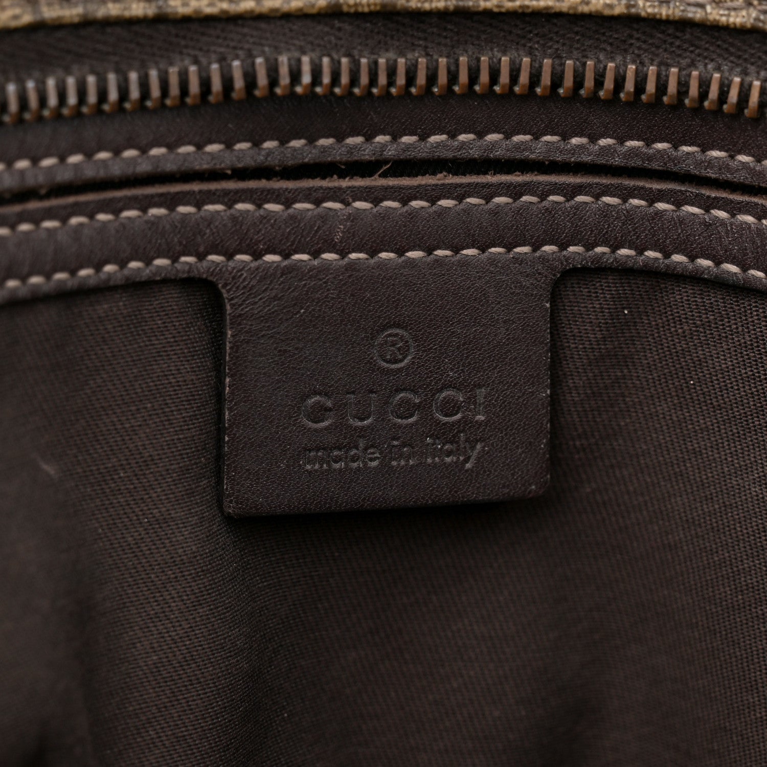 Gucci GG Supreme Monogram Medium Zippered Shopping Tote Dark Brown 6 of 18