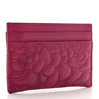Chanel Lambskin Camellia Embossed Card Holder Fuchsia 3 of 10