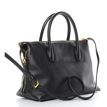 Miu Miu Goatskin Madras Zip Tote Black 3 of 15