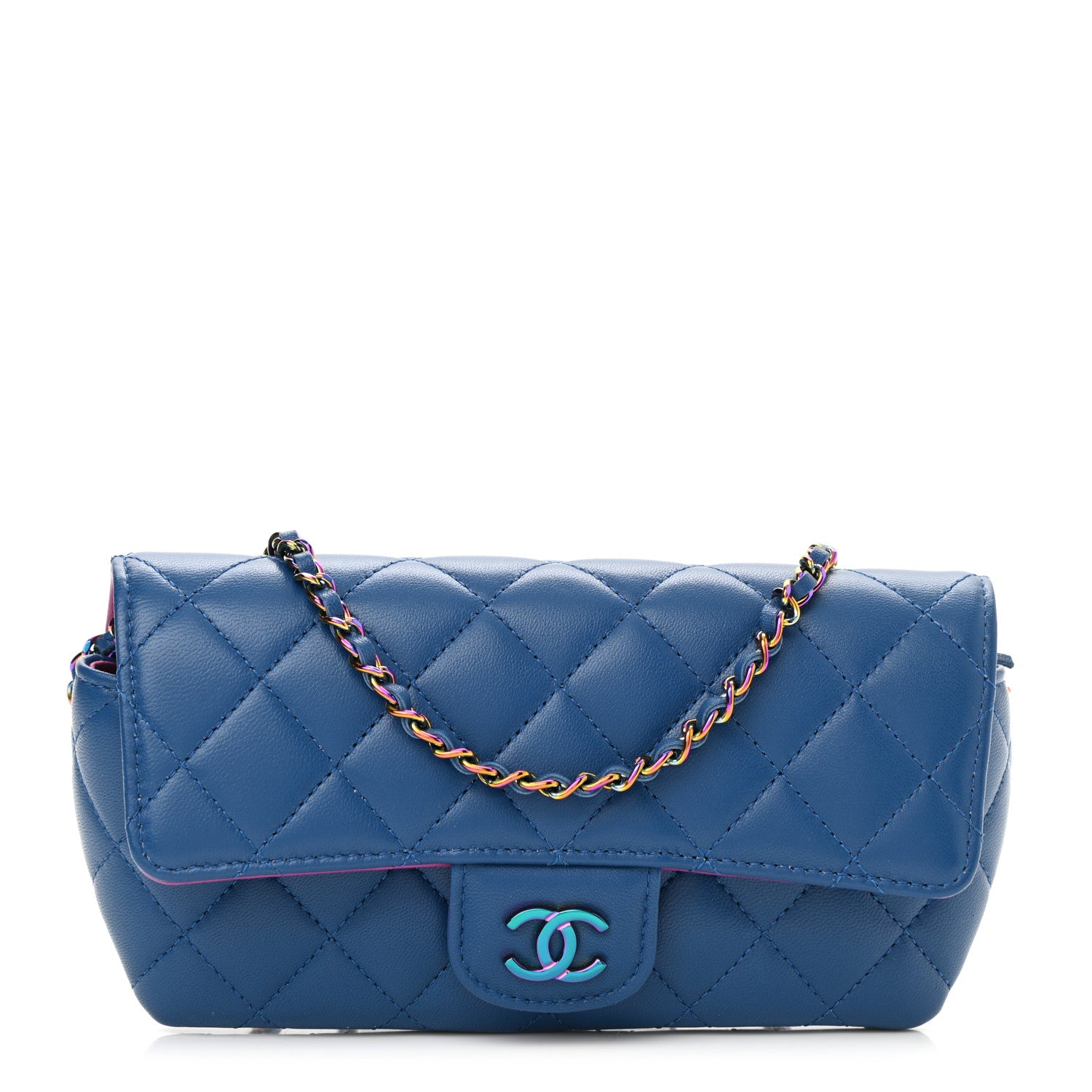 Chanel Lambskin Quilted Glasses Case With Chain Blue Purple 1 of 11
