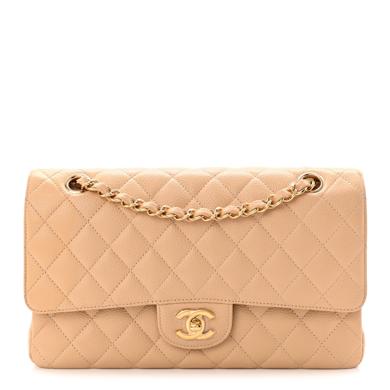 Chanel Caviar Quilted Medium Double Flap Beige 1 of 10