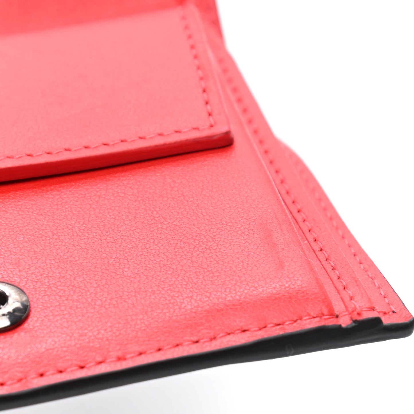 Calfskin Marble Print Spiked Bi-Fold Wallet Black