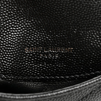 Saint Laurent Grain De Poudre Matelasse Chevron Monochrome Flap Zippered Card Case Black 6 of 7