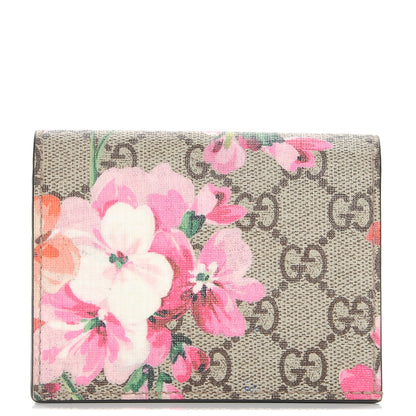 Gucci GG Supreme Monogram Blooms Card Case Beige Multicolor Dry Rose 1 of 8