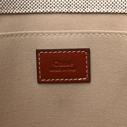 Chloe Cotton Calfskin Large Woody Ribbon Tote White Brown 6 of 14