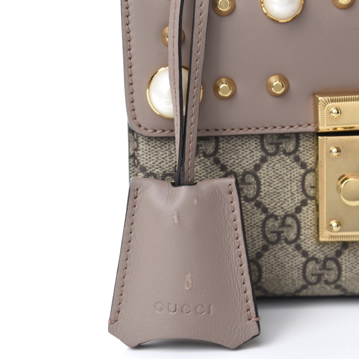 GG Supreme Monogram Studded Small Padlock Shoulder Bag Porcelain Rose