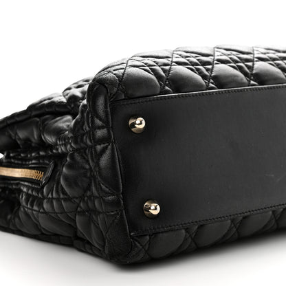 Christian Dior Lambskin Cannage Small Dior Soft Zipped Shopping Tote Black 11 of 12