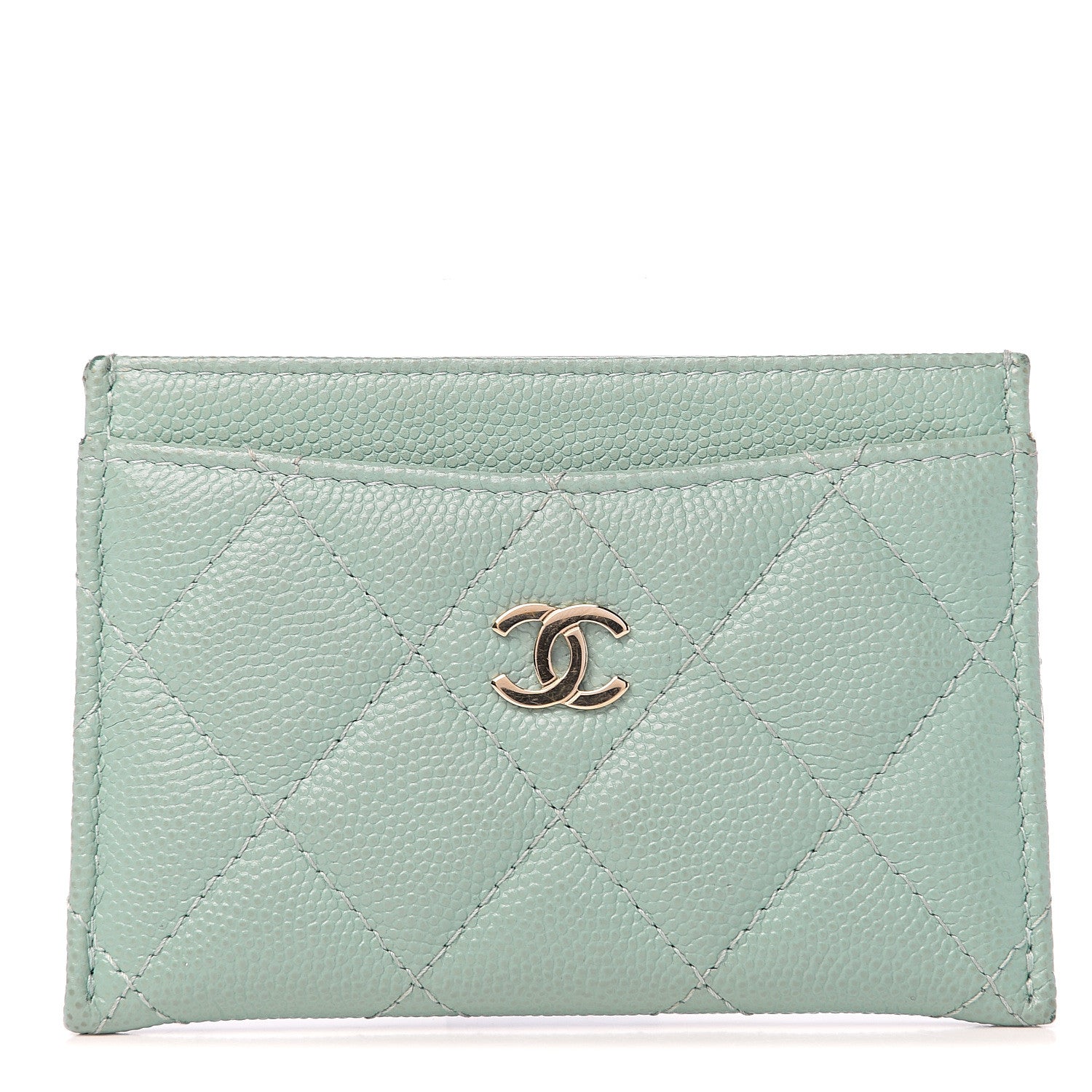 Chanel Caviar Quilted Card Holder Light Blue 1 of 8