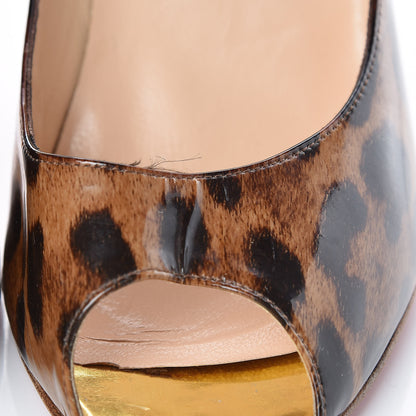 Christian Louboutin Patent Leopard Print Yoyospina 70 Peep Toe Pumps 38 11 of 15