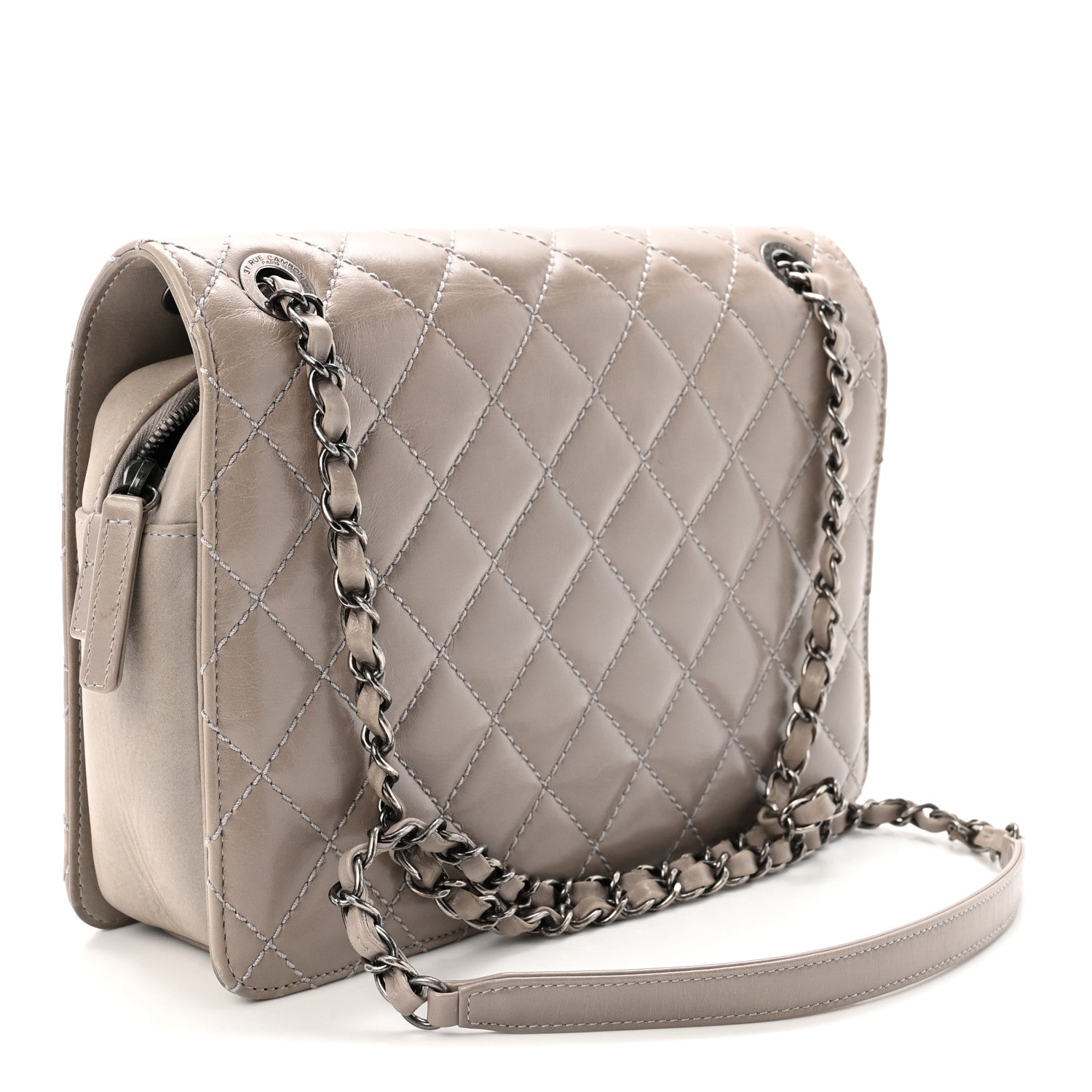 Chanel Glazed Calfskin Quilted Medium Day Trip Flap Grey 3 of 11