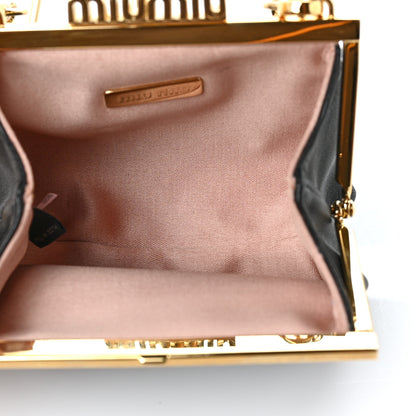Miu Miu Goatskin Frame Chain Shoulder Pouch Black 4 of 7