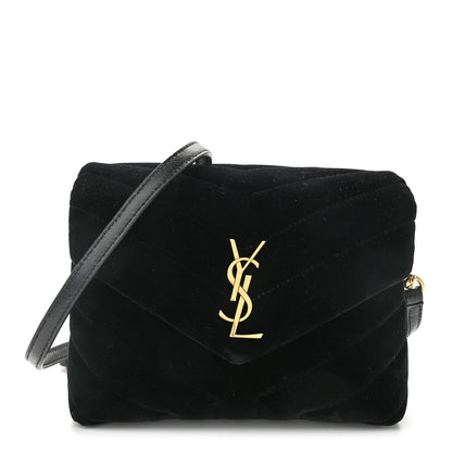 Saint Laurent Velvet Y Quilted Monogram Toy Loulou Chain Satchel French Black 1 of 11