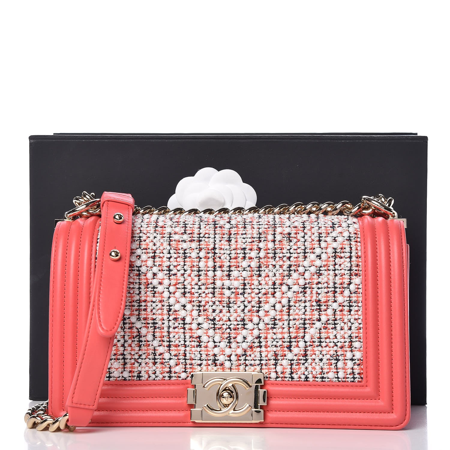 Chanel Lambskin Tweed Medium Boy Flap Pink 10 of 10