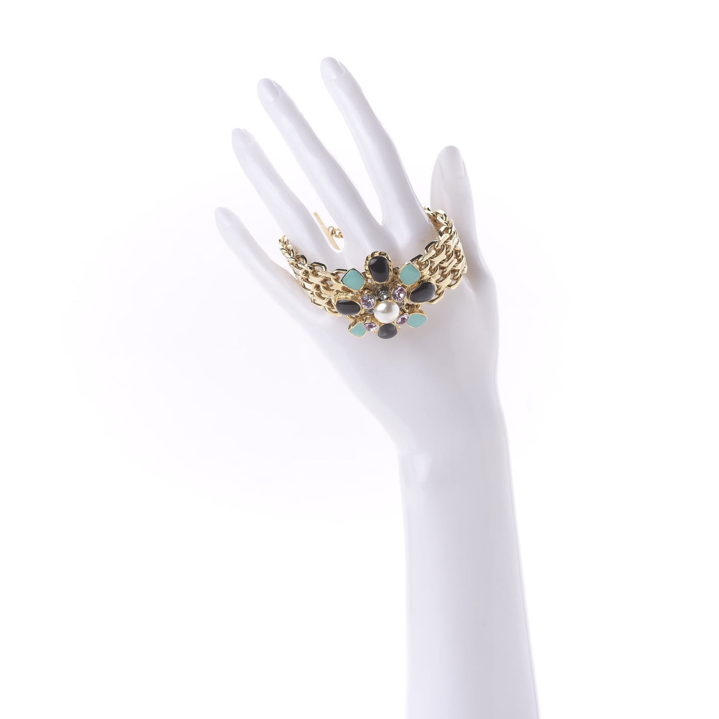 Crystal Pearl Gripoix Bracelet Gold