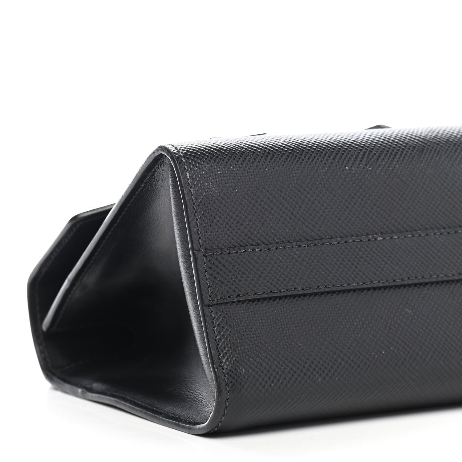 Prada Saffiano Cuir Calfskin Monochrome Robot Patches Envelope Flap Chain Shoulder Bag Black 7 of 8