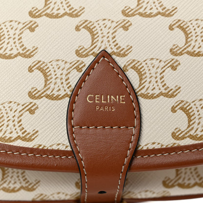 Celine Triomphe Canvas Medium Folco Bag White 6 of 9