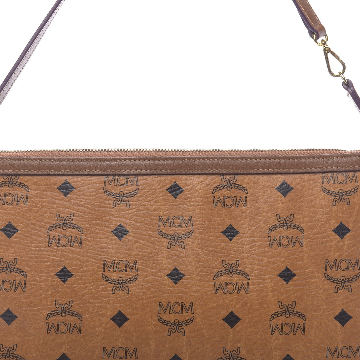 MCM Visetos Liz Shopper Tote Pouch Cognac 11 of 15