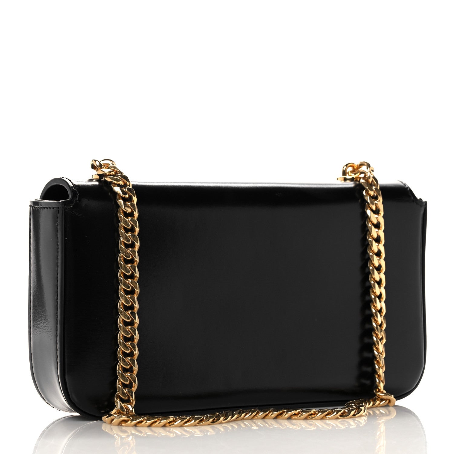 Celine Shiny Calfskin Triomphe Chain Shoulder Bag Black 3 of 10