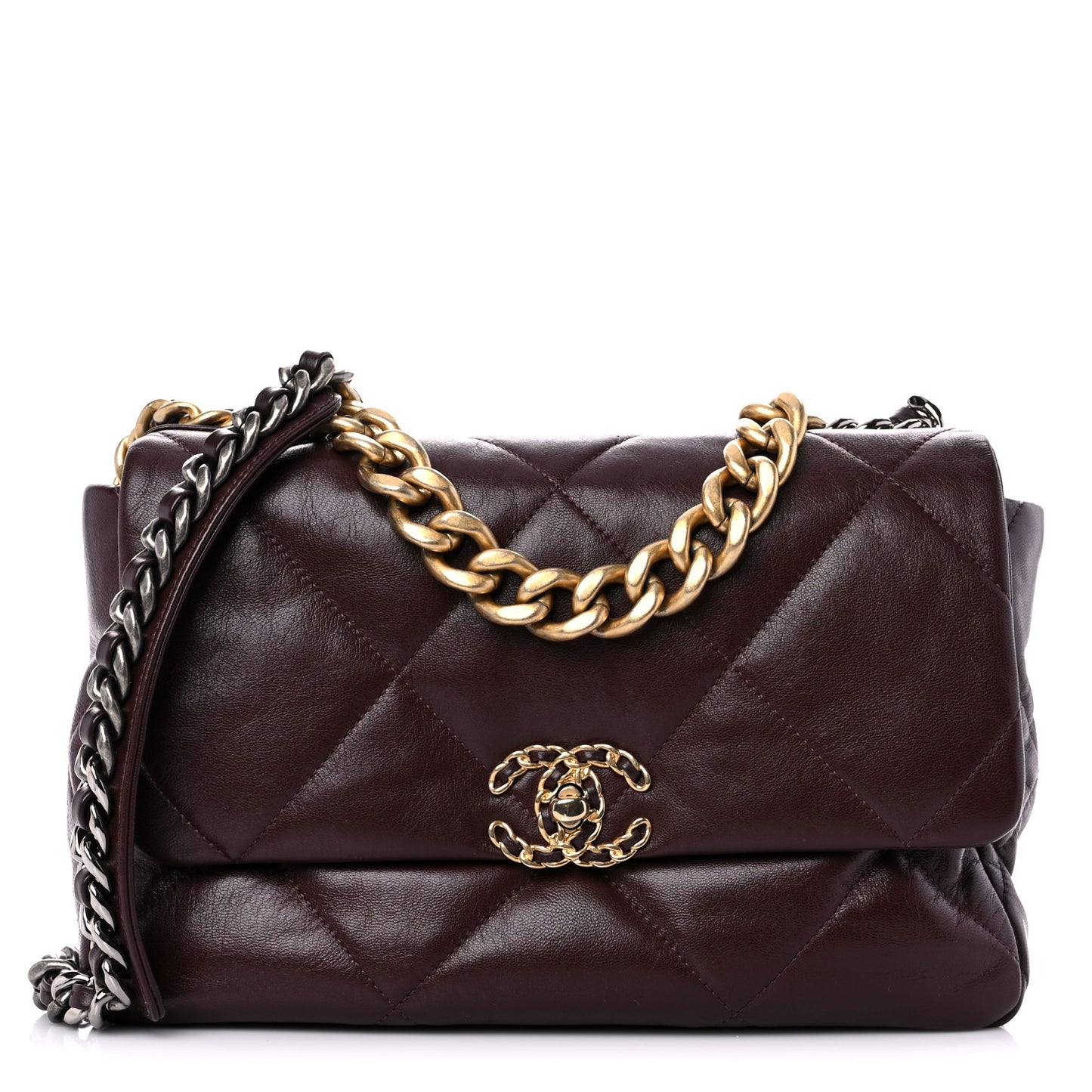 Lambskin Quilted Large Chanel 19 Flap Dark Brown