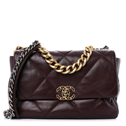 Chanel Lambskin Quilted Large Chanel 19 Flap Dark Brown 1 of 9