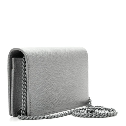 Gucci Dollar Calfskin Enamel Monochrome Mini GG Marmont Chain Wallet Deep Grey 3 of 12