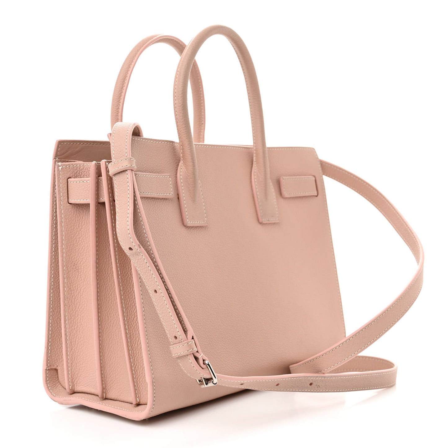 Grained Calfskin Topstich Baby Sac De Jour Antique Rose