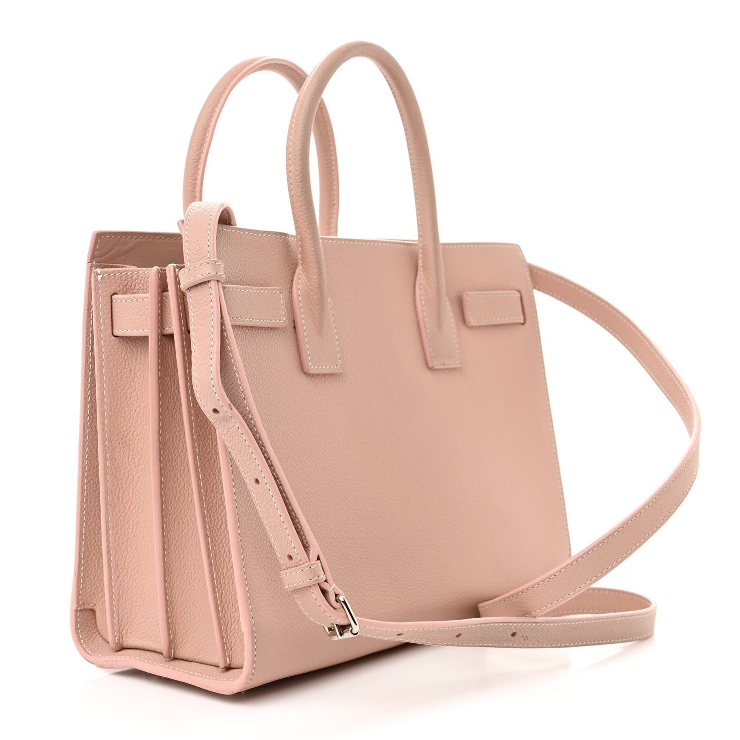 Saint Laurent Grained Calfskin Topstich Baby Sac De Jour Antique Rose 3 of 17