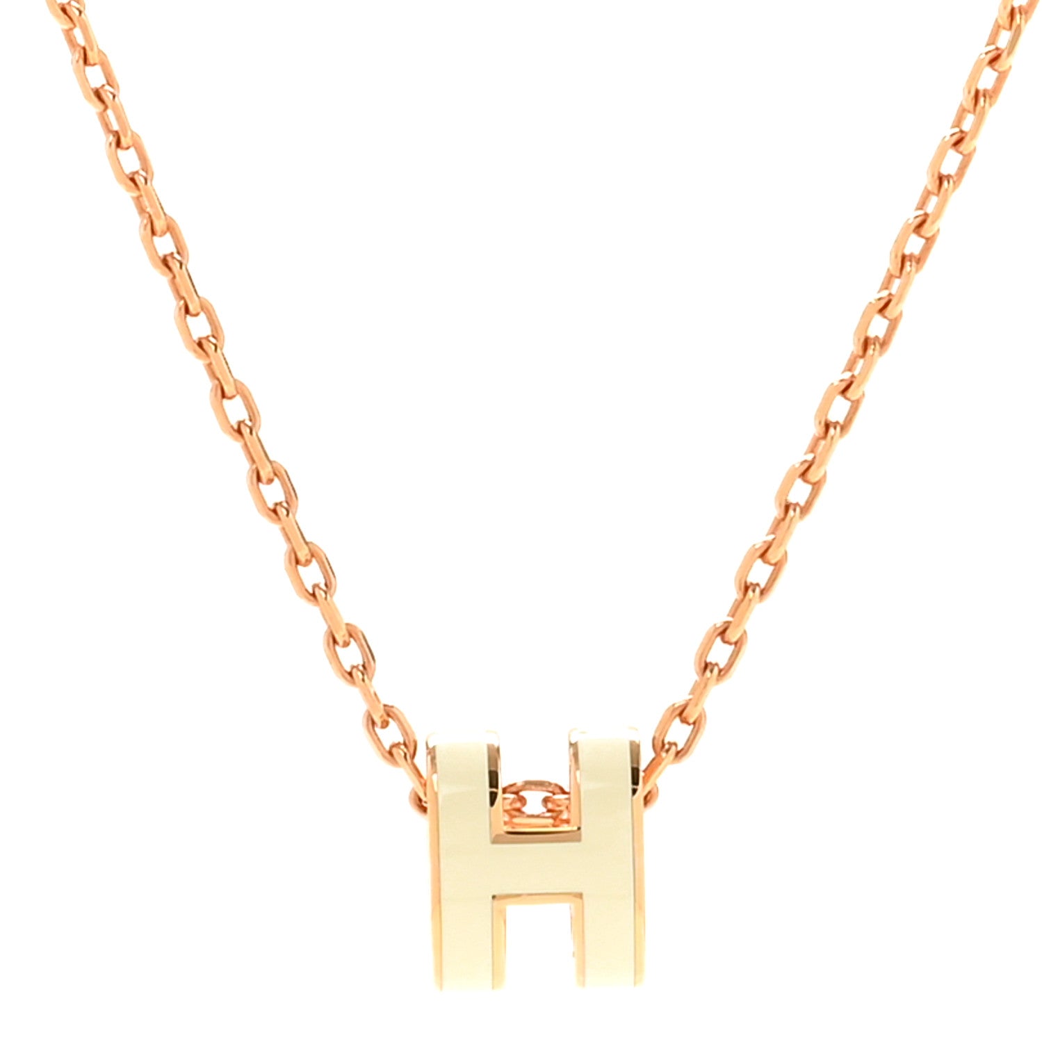 Hermes Lacquered Rose Gold Mini Pop H Pendant Necklace White 4 of 6