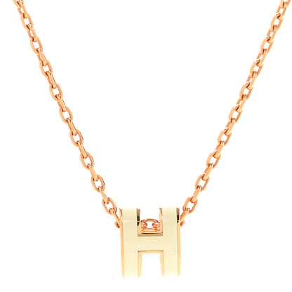 Hermes Lacquered Rose Gold Mini Pop H Pendant Necklace White 4 of 6