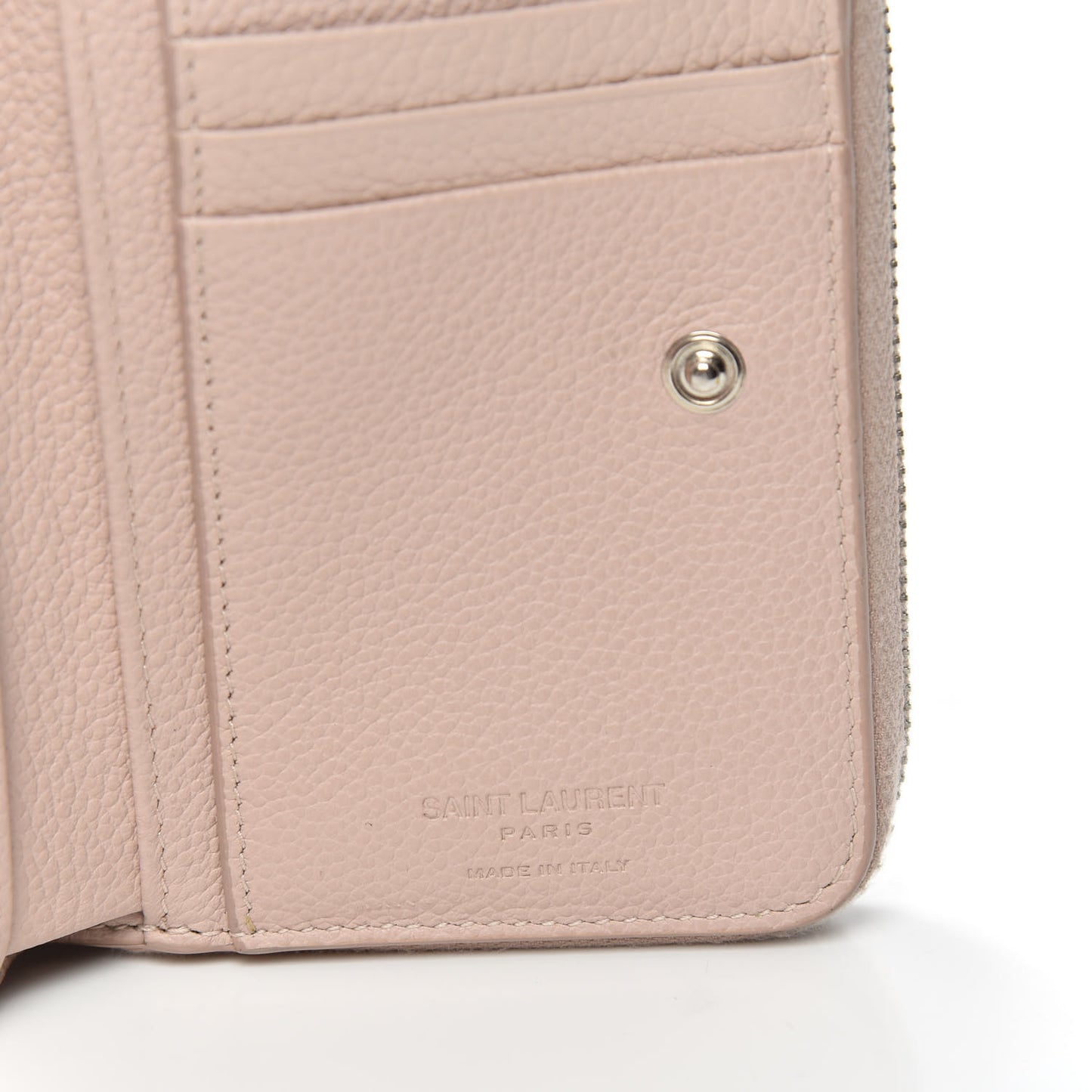 Grained Calfskin Rive Gauche Compact Zip Around Wallet Pink