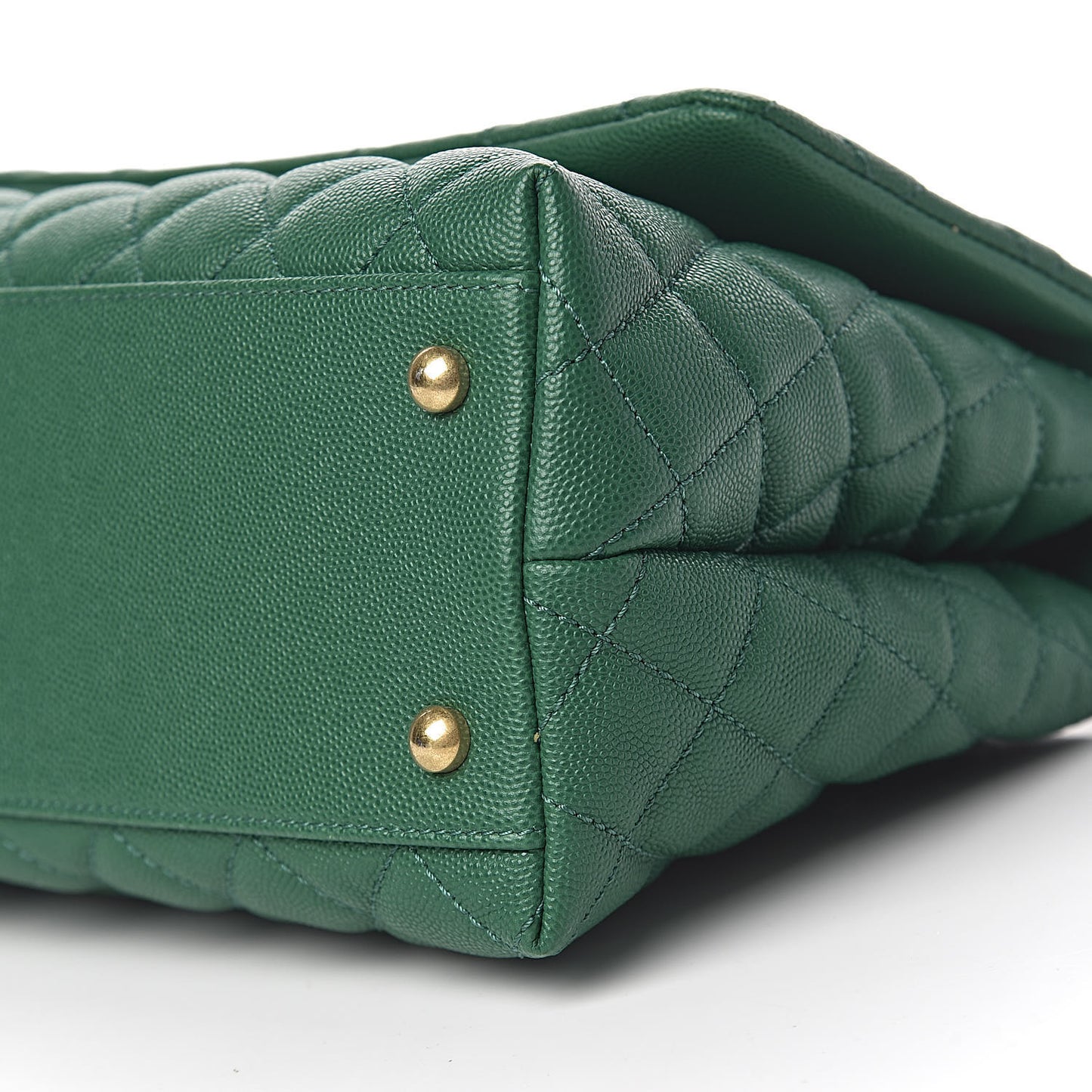 Caviar Quilted Small Coco Handle Flap Green