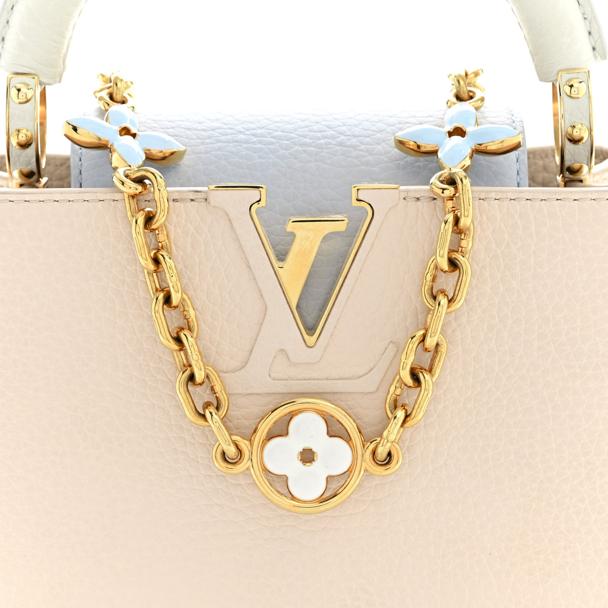 Louis Vuitton Taurillon LV Capucines Mini Blush Olyme Blue White 6 of 9