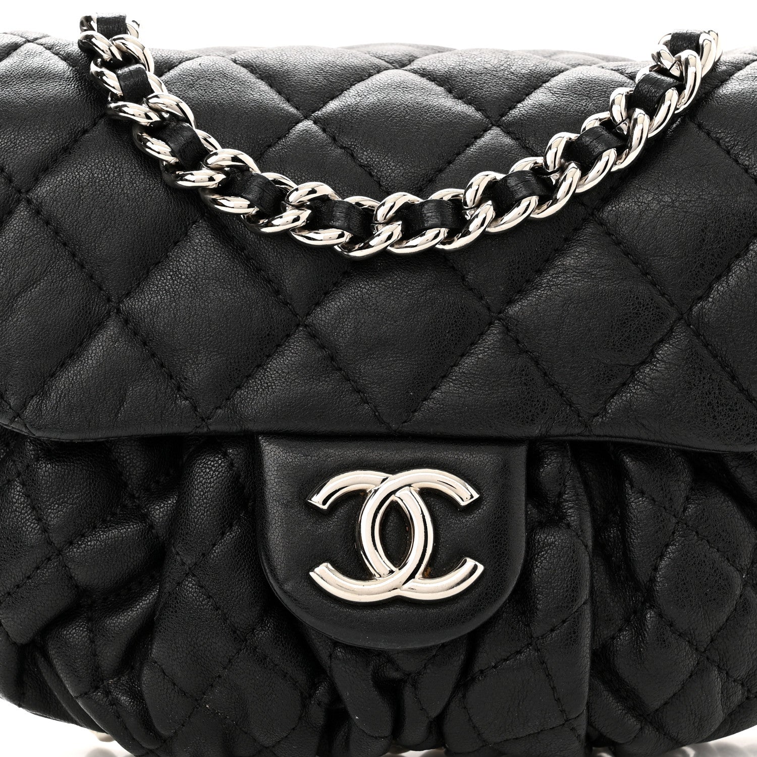 Chanel Washed Lambskin Quilted Mini Chain Around Messenger Black 8 of 13