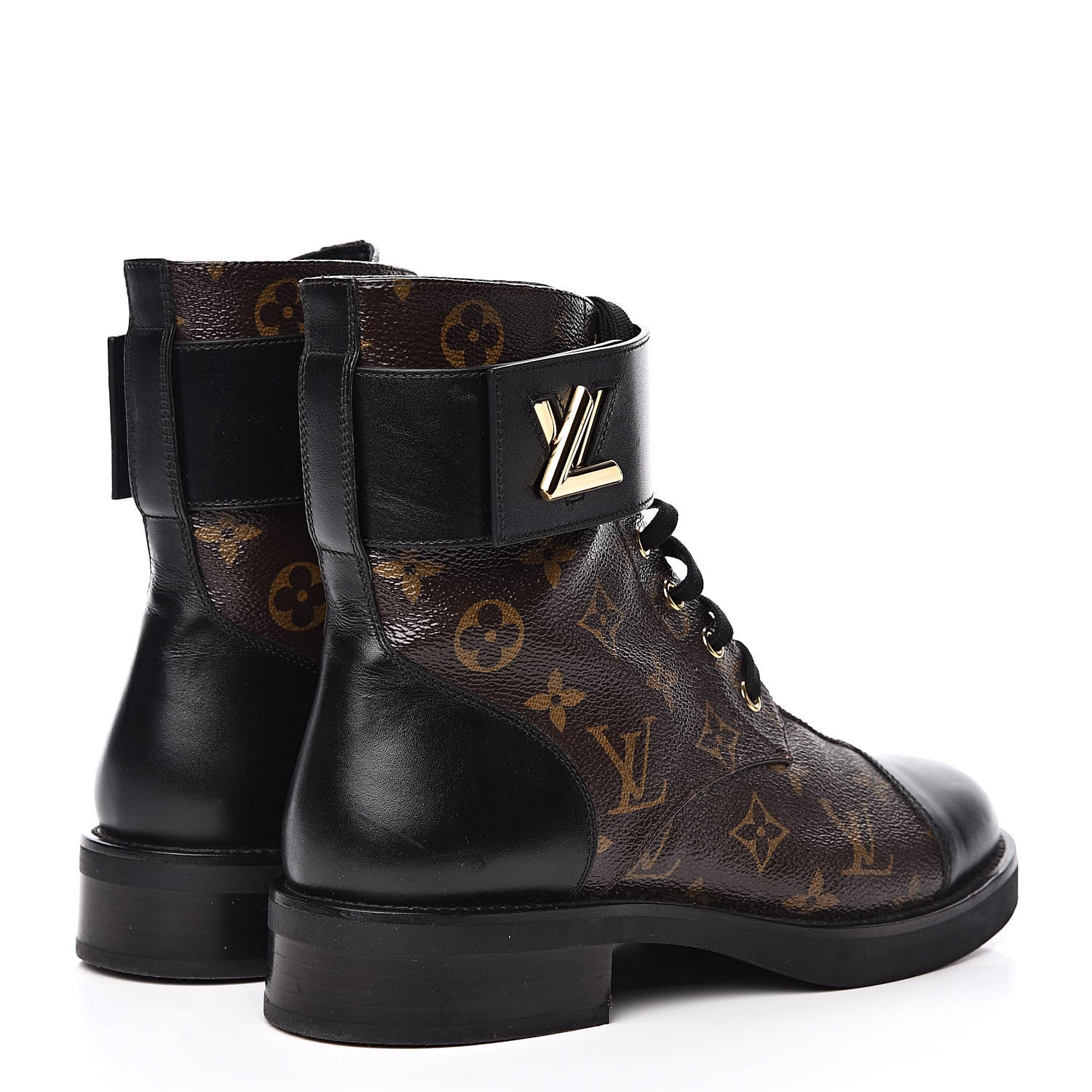 Louis Vuitton Calfskin Monogram Wonderland Flat Ranger Boots 39 Black 4 of 8