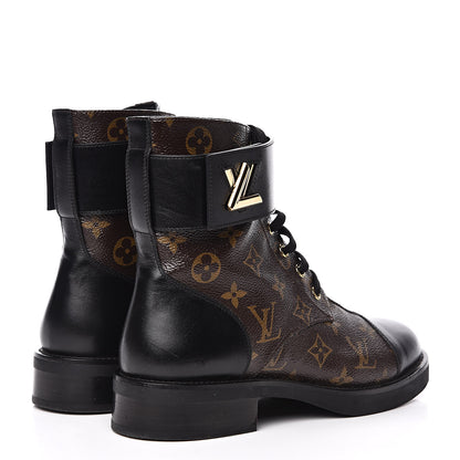 Louis Vuitton Calfskin Monogram Wonderland Flat Ranger Boots 39 Black 4 of 8