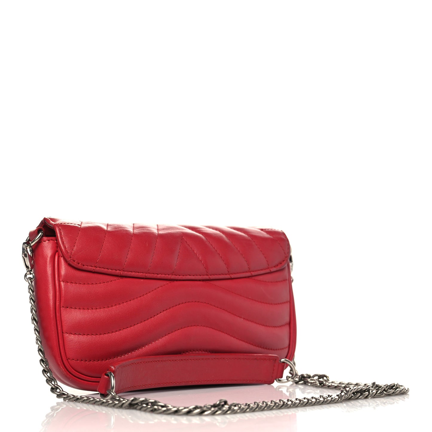 Calfskin New Wave Chain Pochette Scarlet