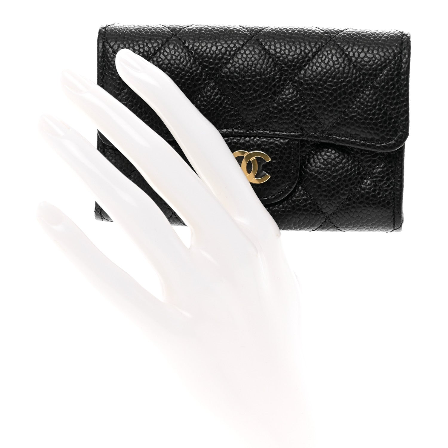 Chanel Caviar Quilted Flap Card Holder Wallet Black 2 of 9