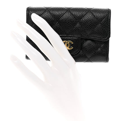 Chanel Caviar Quilted Flap Card Holder Wallet Black 2 of 9