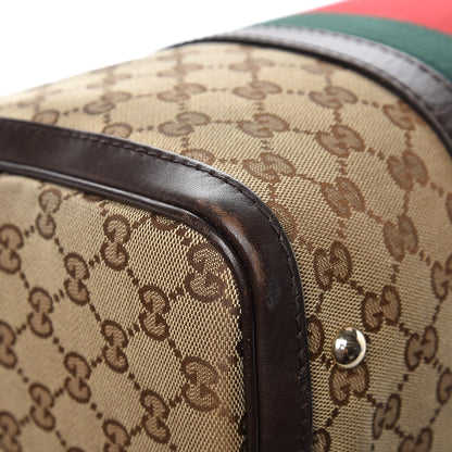 Gucci Monogram Vintage Web Medium Boston Dark Brown 12 of 15