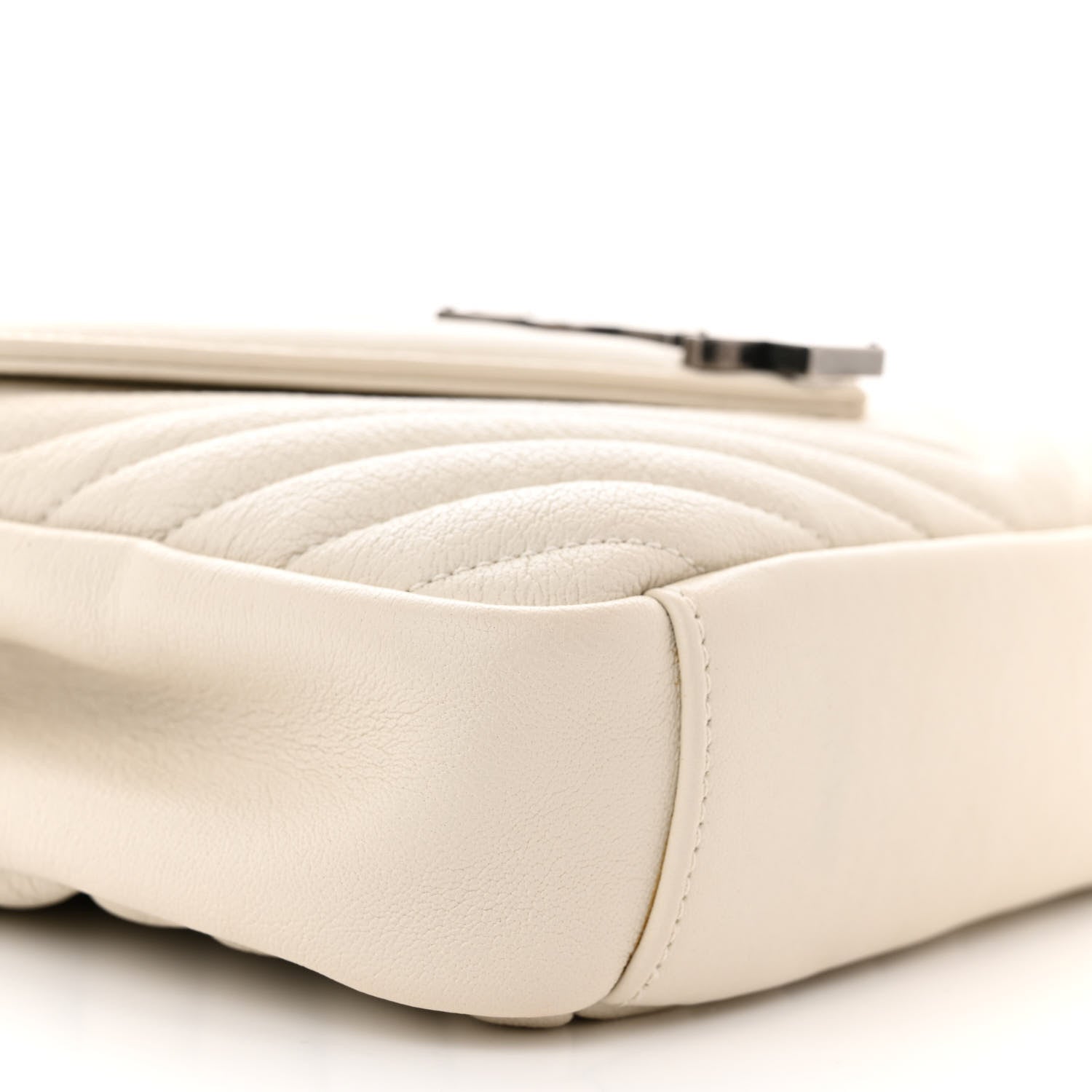 Saint Laurent Sheepskin Matelasse Chevron Monogram Medium College Bag Dove White 9 of 11