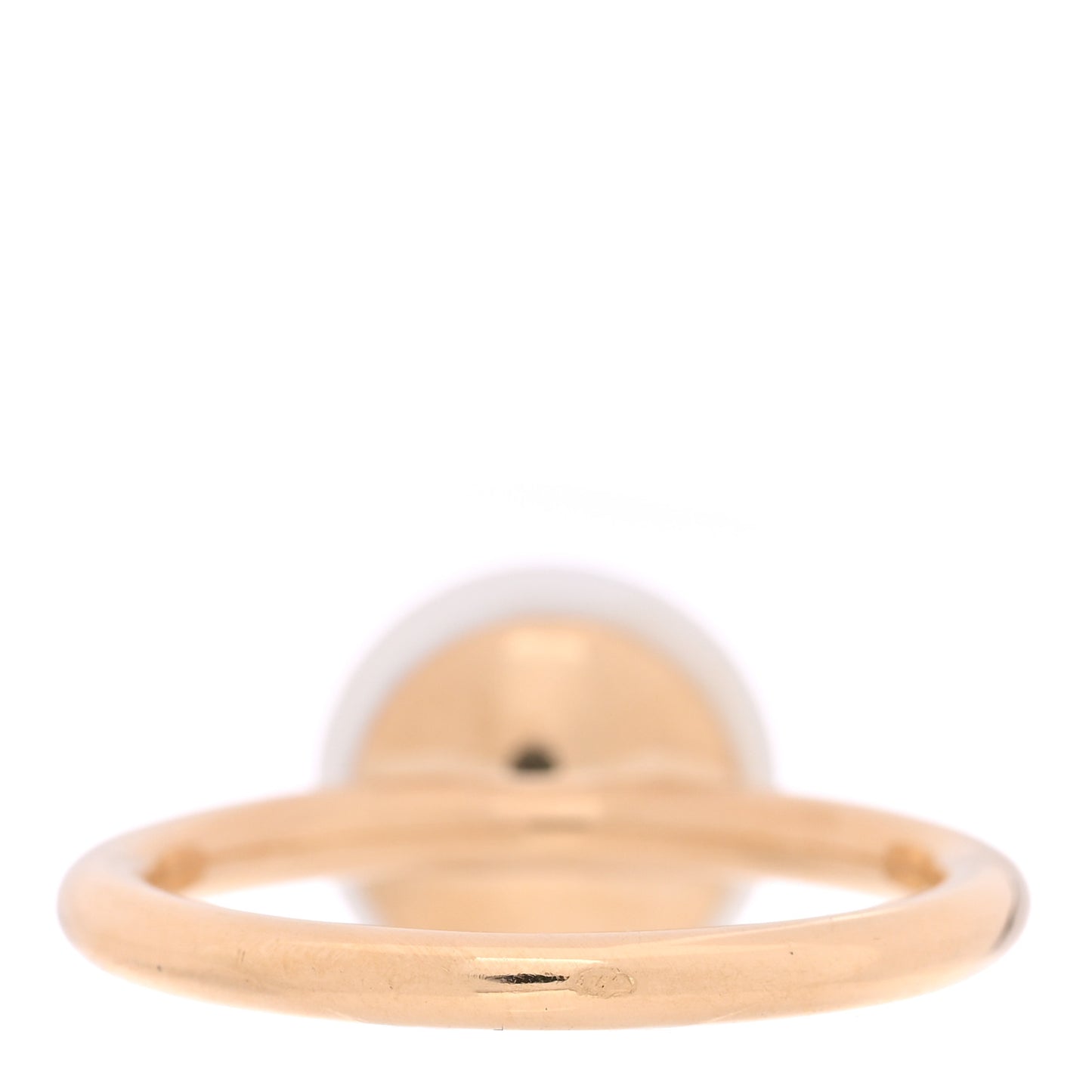 18K Yellow Gold Diamond White Agate Idylle Blossom Ring 55 7.25