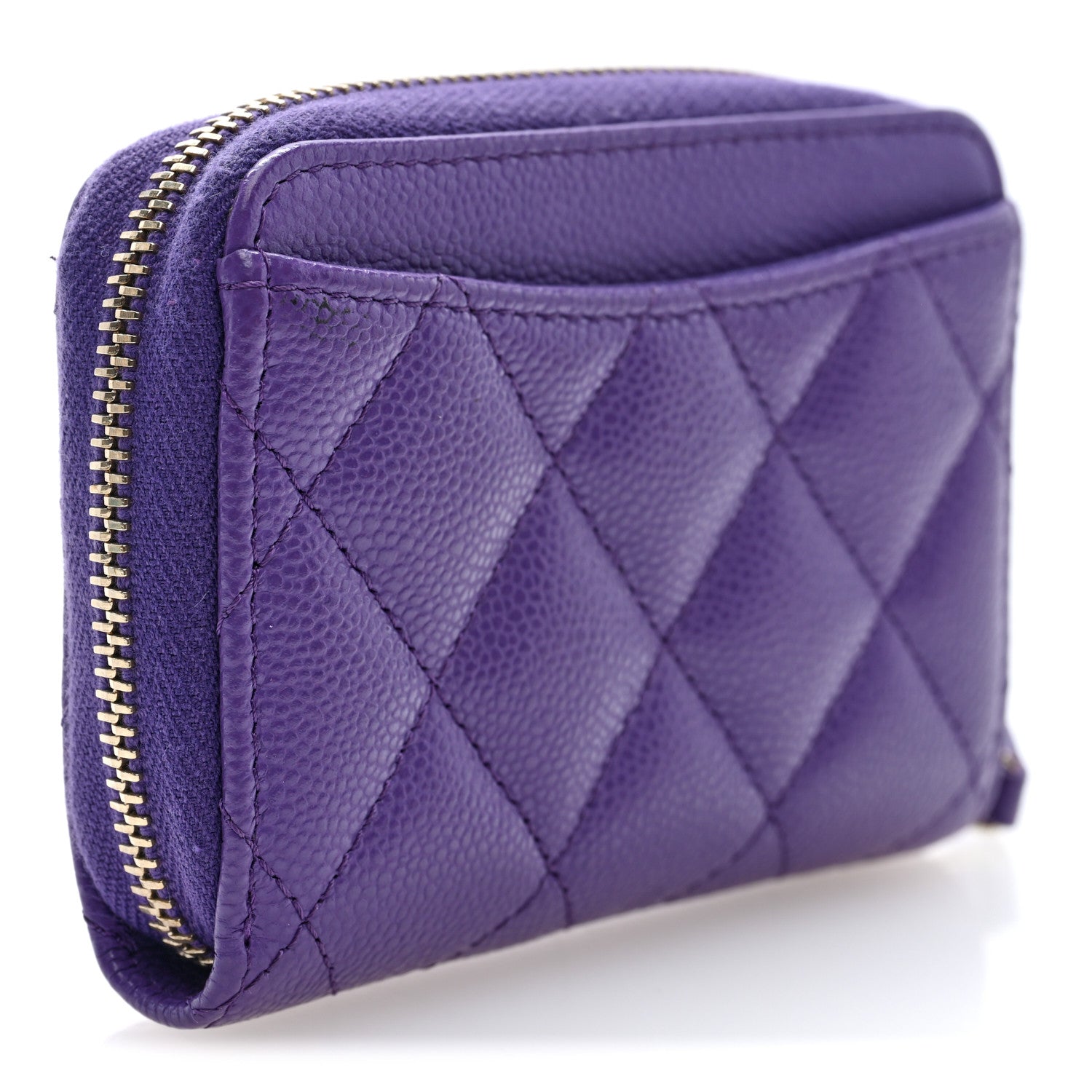 Chanel Caviar Quilted Zip Coin Purse Purple 3 of 7