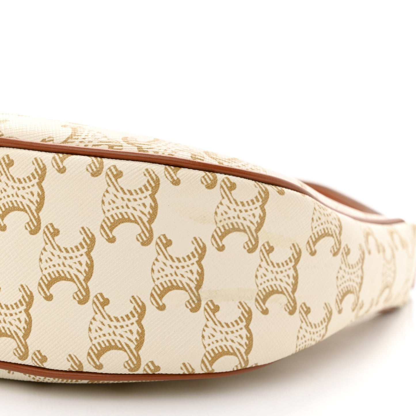 Canvas Calfskin Ava Triomphe Shoulder Bag White