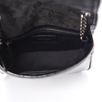 Saint Laurent Crocodile Embossed Lambskin Matelasse Monogram Niki Chain Wallet Black 5 of 10
