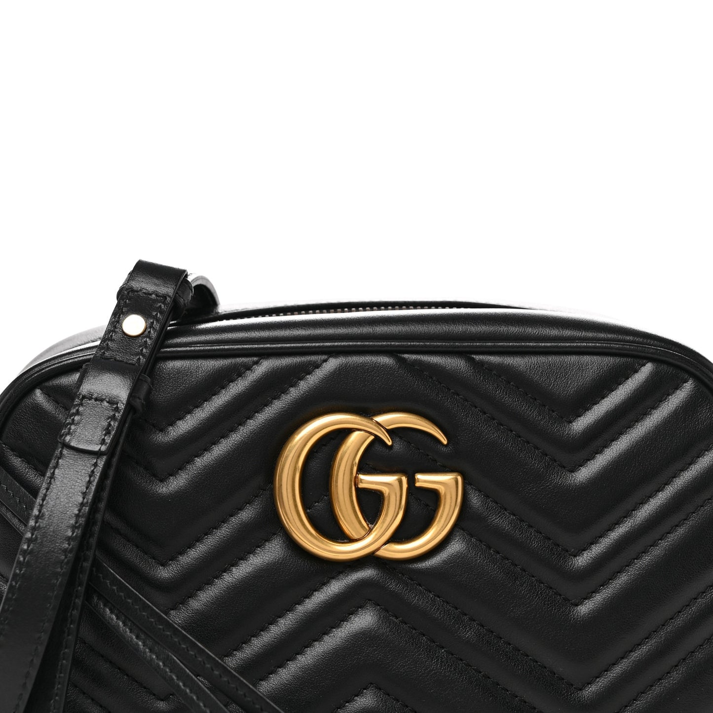 Calfskin Matelasse Small GG Marmont Chain Shoulder Bag Black