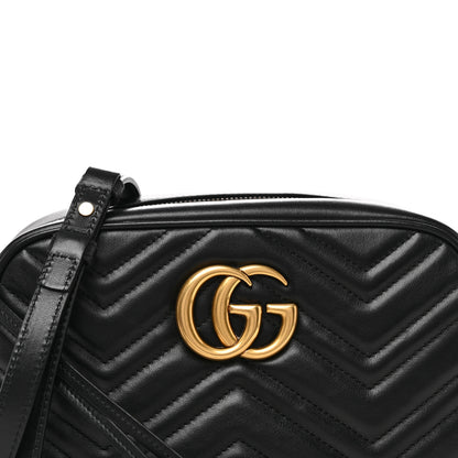Gucci Calfskin Matelasse Small GG Marmont Chain Shoulder Bag Black 8 of 10