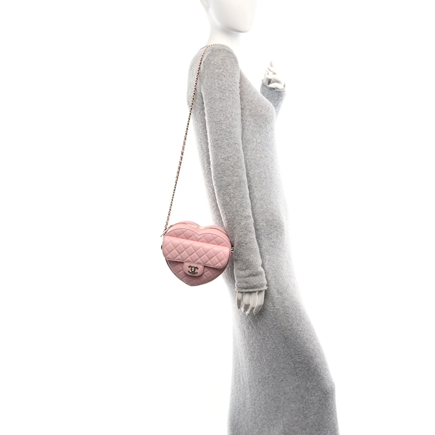 Chanel Lambskin Quilted Large CC In Love Heart Bag Light Pink 2 of 10