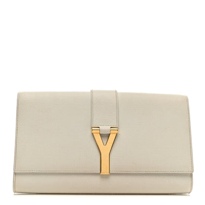 Saint Laurent Textured Calfskin Classic Y Ligne Clutch White 1 of 9