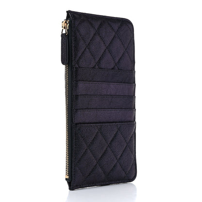 Chanel Iridescent Caviar Quilted Classic Flat Wallet Pouch Black 3 of 9