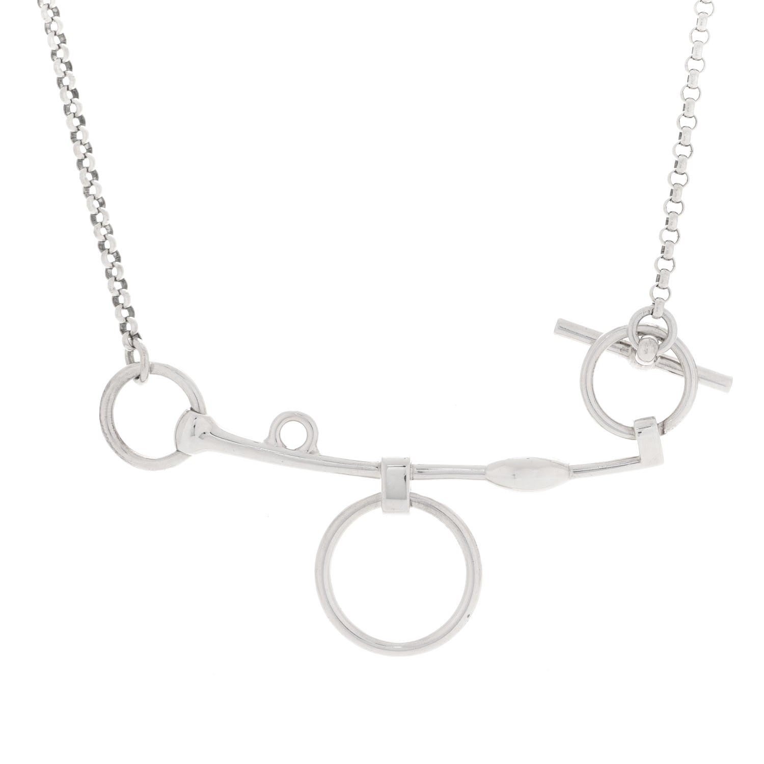 Hermes Sterling Silver Mors de Bride Long Necklace ST 4 of 5